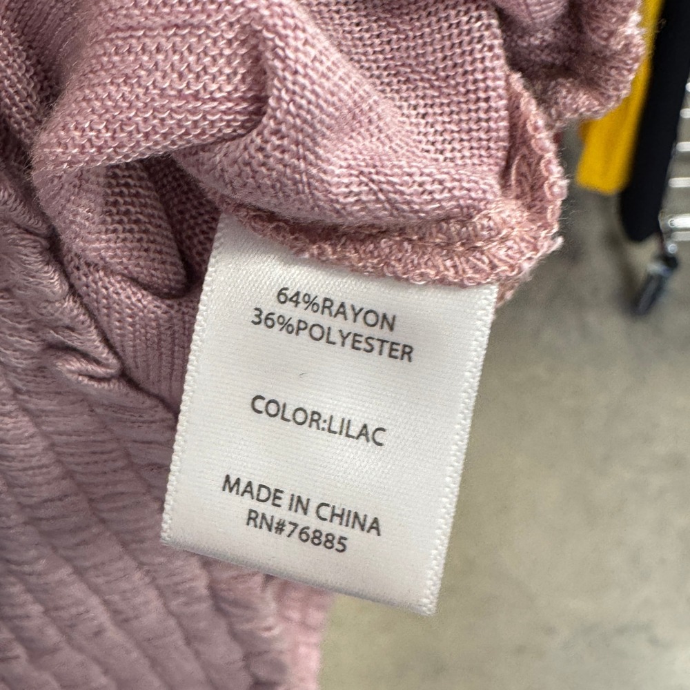Evereve Lilac‎ Smocked Hem V-Neck Long Sleeve Knit Top Lilac Purple Medium - Picture 7 of 8